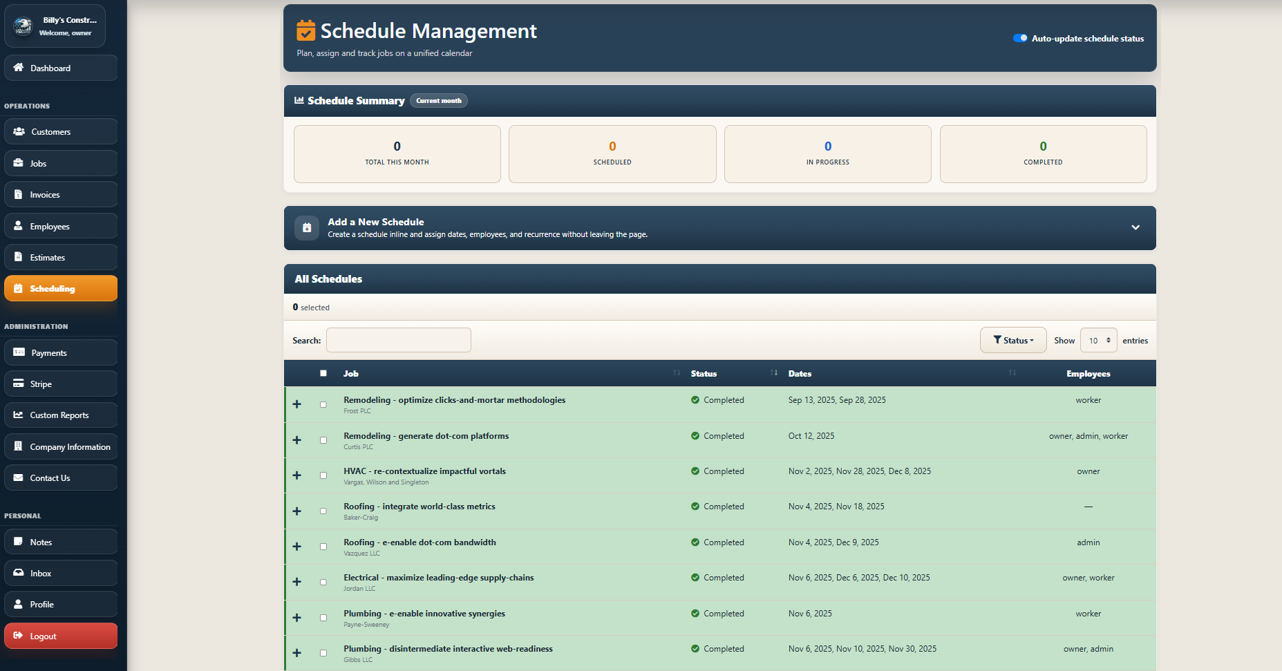 Schedule drag-and-drop